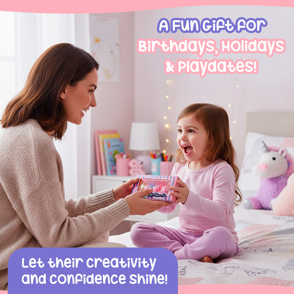 Lip Gloss Ring Set for Girls – Crown Shaped Washable Kids Lip Gloss