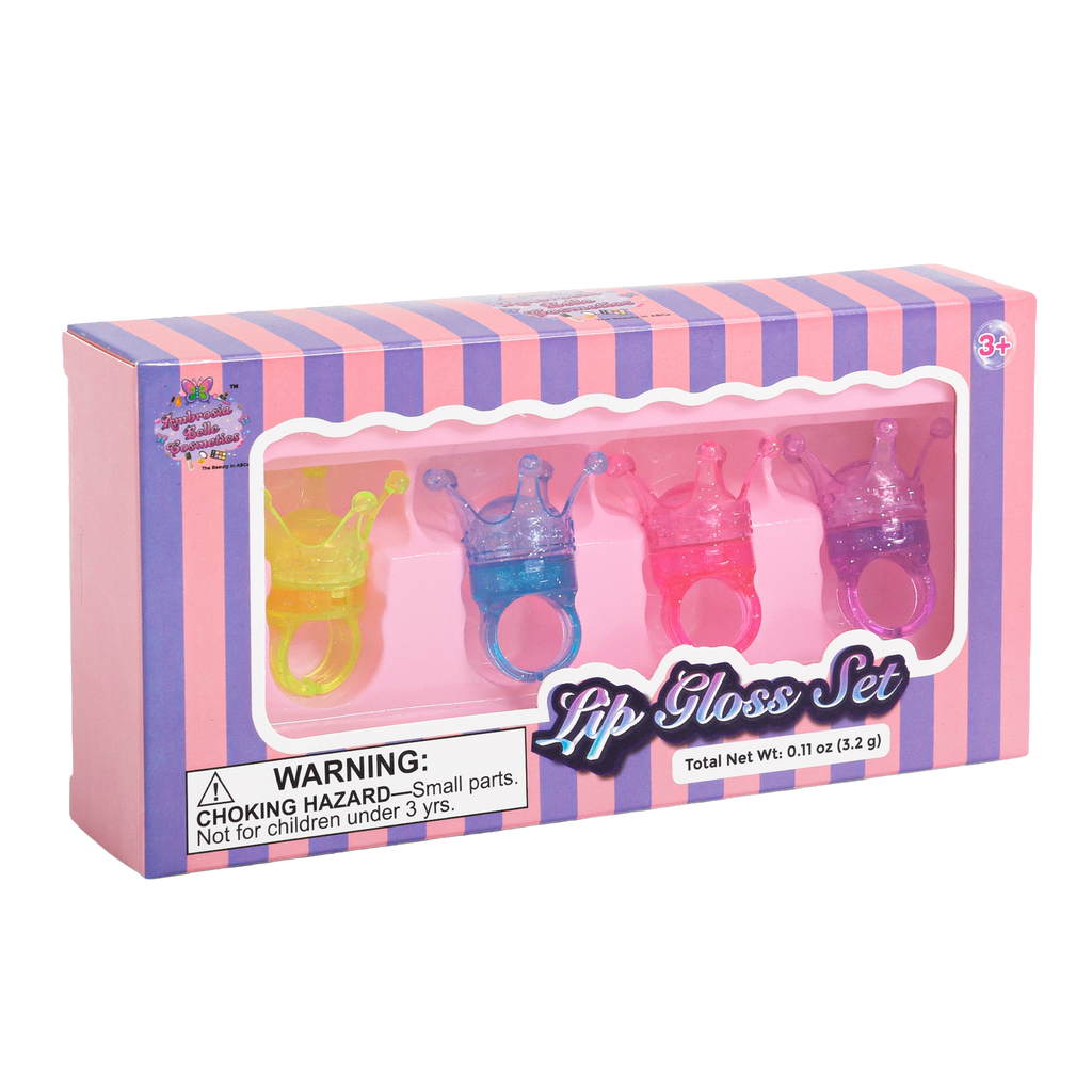 Lip Gloss Ring Set for Girls – Crown Shaped Washable Kids Lip Gloss