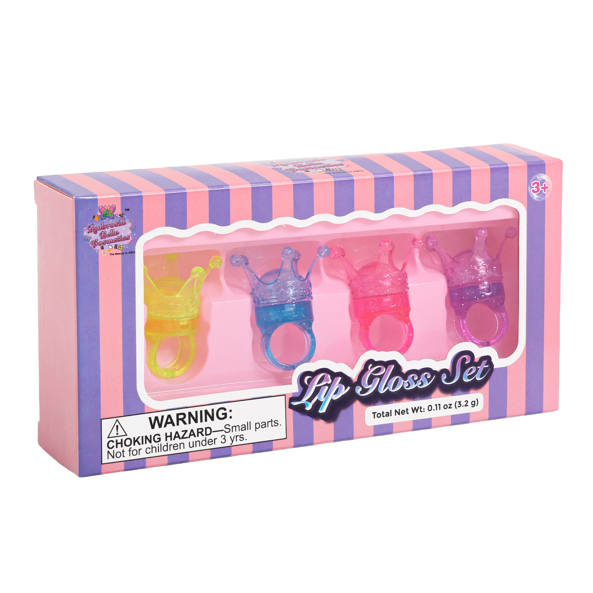 Lip Gloss Ring Set for Girls – Crown Shaped Washable Kids Lip Gloss
