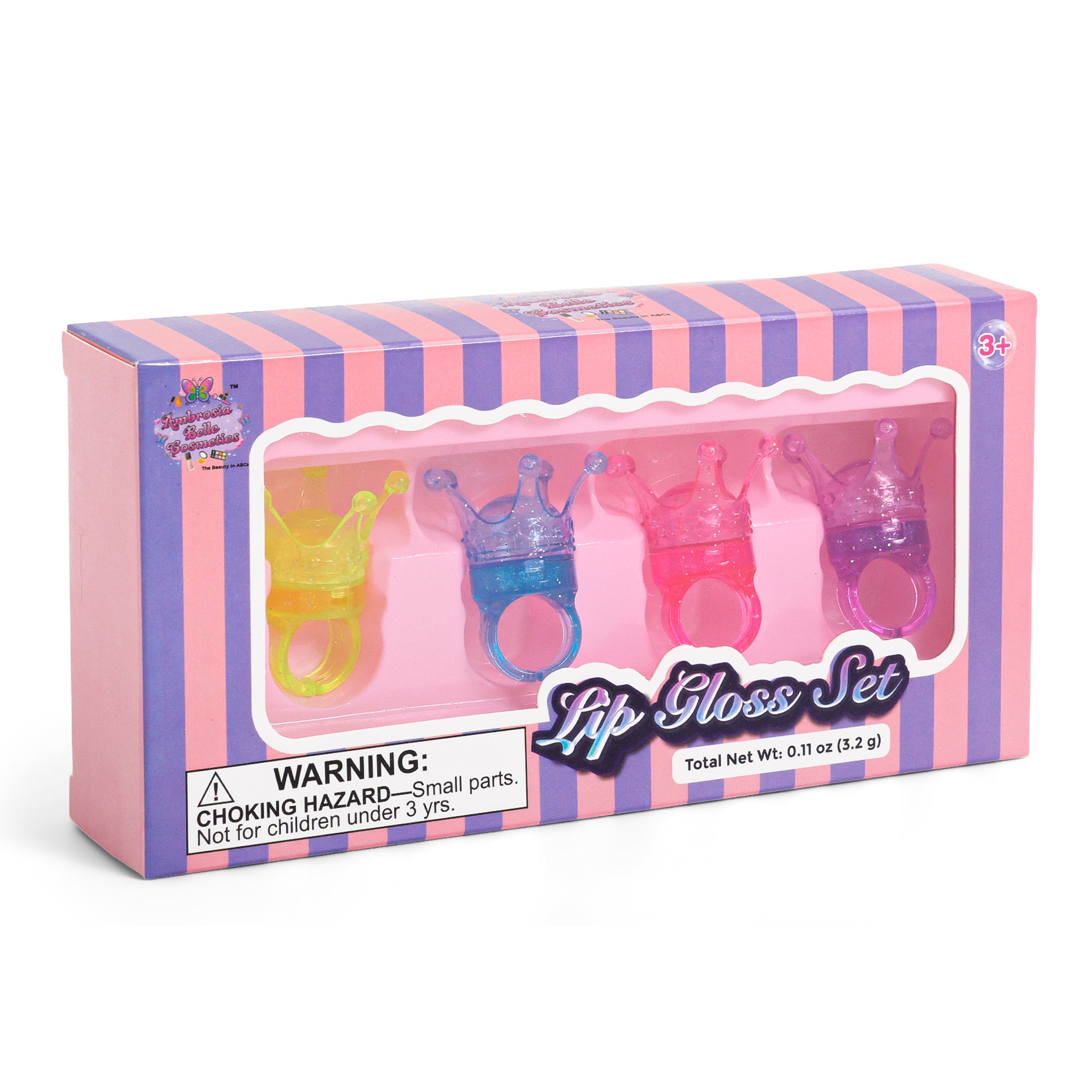 Lip Gloss Ring Set for Girls – Crown Shaped Washable Kids Lip Gloss